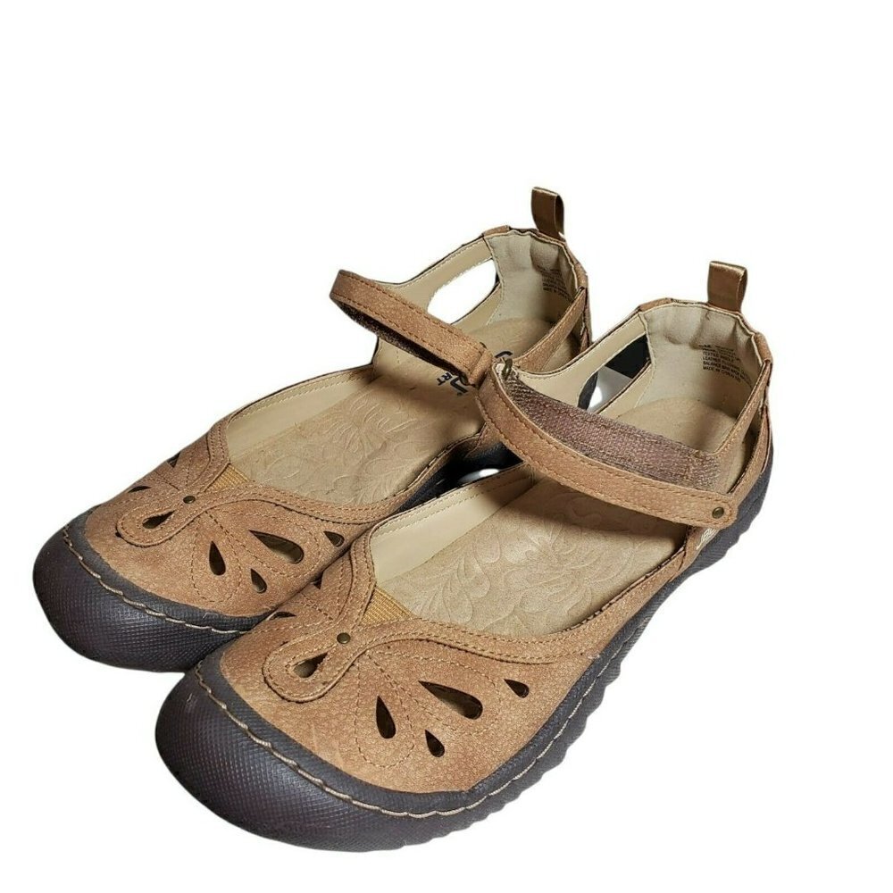 JBU Womens Meadow Tan Brown Round Toe Casual Mary Jane Flat Shoes Flats Size 9.5